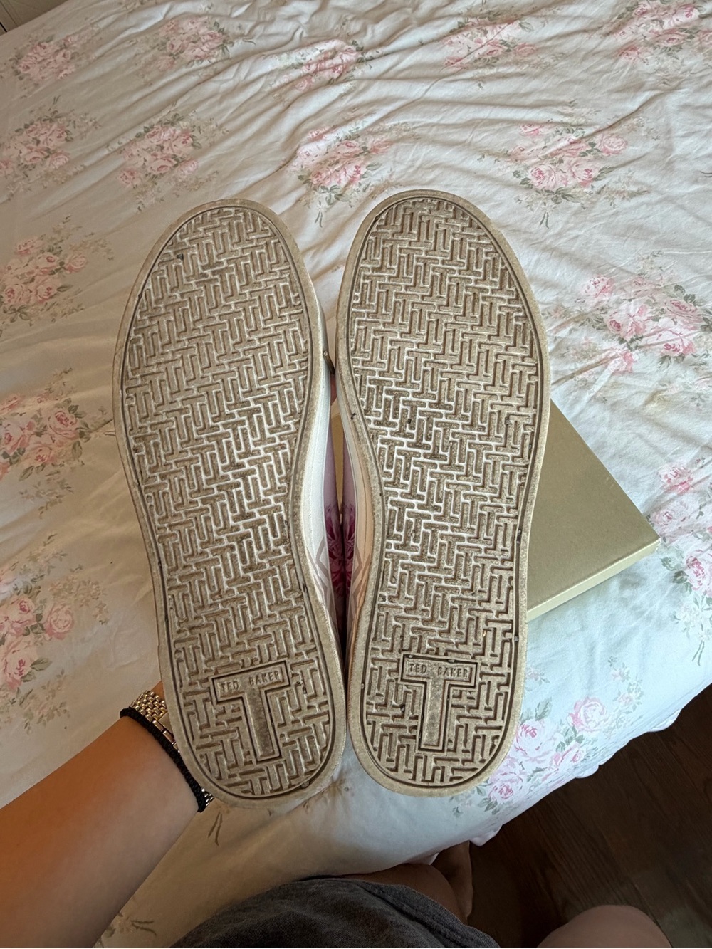 Ted Baker Pink Floral Ribbon Lace Sneakers - Picture 6 of 8